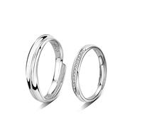 GGYTMQL Anillo de Dedo Abierto de Metal esterlina s925 Metal Pareja Simple Pareja Macho y Femenino Anillo de Anillo Abierto Anillo de Estudiantes para Anillo de Amantes, Apertura Ajustable