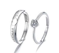 GGYTMQL Anillo de Dedo Abierto de Metal esterlina S925 Sterling Metal Love Pareja en Forma de corazón Anillo Hueco Huecar Joyas Personalizadas de Pareja Macho y Mujer