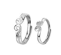 GGYTMQL Anillo de dedo abierto de metal esterling s925 anillos de metal esterling anillos de pareja joyas abiertas para hombres y mujeres, regalos de anillo para anillo de amantes, abertura ajustable