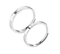 GGYTMQL Anillo de Dedo Abierto de Metal esterling S925 Sunling Metal Sun y Moon Pareja Ring Valenmetale's Simple Apente de Apertura Regalos de Anillo Ajustable para el Anillo de Amantes, Abertura