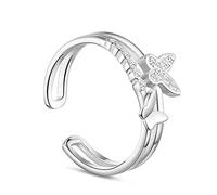 GGYTMQL Anillo de Orejas Ajustables, Personalidad de Mariposa de Micro Incrustaciones Personalidad novedoso Anillo de Dedo de Apertura para la Boda Valenmetale's Day Fiesta de cumpleaños Jewelr