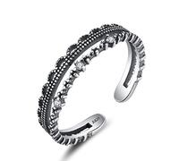 GGYTMQL Anillo de promesa de las mujeres: anillo de dedo abierto apilable 3A de micro incrustaciones vintage, anillo de pulgar ajustable hueco angustiado, regalos para hembras