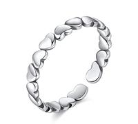GGYTMQL Anillo de pulgar S925 para mujeres - Heart Full Heart pulido y apilable Temperamento Ajustable Anillo de dedo abierta, anillo de articulación sólida hecha a mano, GI de fiesta