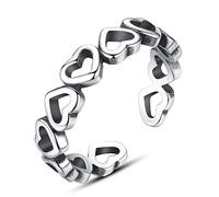 GGYTMQL Anillo vintage ajustable S925 para damas - Elementos retro costura hueco amor anillo de dedo abierto, regalo de joyería para mujeres para mujeres