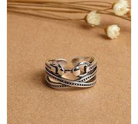 GGYTMQL Anillos Abiertos para Mujeres, Anillo Ajustable Retro 925 Silver Hueco afuera Anillo de Bloqueo Infinito Regalo de joyería romántica para niñas para Mujeres Compromiso de la Pareja Boda