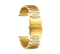 GGYTMQL Banda de reloj de acero inoxidable 18 mm 20 mm 22 mm 24 mm CORREA DE MEDILLA DE METAL DE METAL PULEADA PARA HOMBRES MUJER GOLD SILVER ROSE NEGRO GOLDO