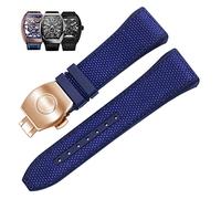 GGYTMQL Banda de reloj de silicona genuina de nylon de 28 mm Bandilla Black Blue Pleging Buckle Watch Store para bandas de vigilancia de la serie Franck Muller V45