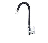 GGYTMQL Baño de cocina de toque de fregadero, grifo de cocina negro de latón, grifo de cocina de goma flexible de goma caliente, batidora de agua fría, gotación de cocina/azul