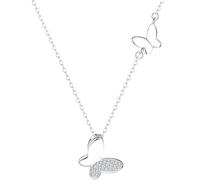 GGYTMQL Big Small Two Butterfly Cúbico Zirconia 925 Collar de Cadena de clavícula para Mujeres Damas Joyas delicadas