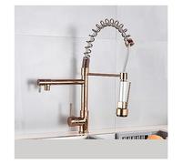 GGYTMQL Blackend Spring Kitchen grifo extracción del rociador lateral dual Soporte de una sola manija de mango de toque grifo de cocina 360 Rotación grifos de cocina (oro rosa)