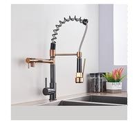 GGYTMQL Blackend Spring Kitchen grifo extrae el rociador lateral dual Suchador Un solo manejo de la mezcla de grifo del fiscal del fregadero 360 Rotación de la cocina (negro mate a)