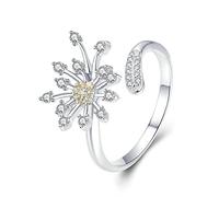GGYTMQL Blooming Dandelion Love Anillos ajustables para mujeres Joyas de compromiso de boda