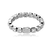 GGYTMQL Bracelet de tenis de bagueta de oro blanco de 18k, diseño geométrico de 10 mm, regalo de joyería de moda de 8 pulgadas para todos