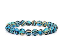 GGYTMQL Braceletas de Piedra Natural Azul para Hombres White Moonstone Black Lava Pulsera Estirada con Cuentas Lapis Lazuli Joyería de Yoga, 10. Piedra de Punto Negra, 23 cm