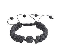 GGYTMQL Braceletas para Hombres Beads, Pulsera de Piedra de Doble Capa de 6 mm, Pulsera Trenzada, Pulsera Ajustable 21 cm