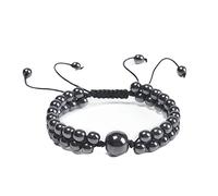 GGYTMQL Braceletas para Hombres Beads, Pulsera de Piedra de Doble Capa de 6 mm, Pulsera Trenzada, Pulsera Ajustable 21 cm