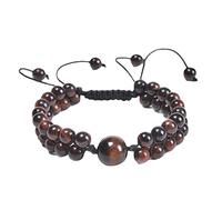 GGYTMQL Braceletas para Hombres Beads, Pulsera de Piedra de Doble Capa de 6 mm, Pulsera Trenzada, Pulsera Ajustable 21 cm