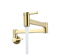 GGYTMQL Brasa Doble cuenca del grifo Cocina en la pared en la pared plegable para el fregadero de toque de toque de toque en frío grifo grifo negro cromo (cromo)