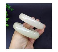 GGYTMQL Brazalete Charm Natural White Jade Bangle Charm Jeadite Jewelery Fashion Amulet Regalos para mujeres Joyas finas (color: blanco, tamaño: 55-56 mm)