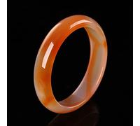 GGYTMQL Brazalete de brazalete natural de calcedonia, brazalete de ágata naranja, pulsera de jade de flores flotantes, mejor para damas, para novia o familia, con caja de joyería, 54-62 mm, 56 mm