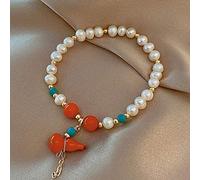 GGYTMQL Brazalete de cinabar natural feng shui wu lou pulsera cinnabar curación cristal talismán fuerte hu lu/calabah/gourd perlas natural amuleto de riqueza para la prosperidad