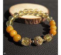 GGYTMQL Brazalete de encanto feng shui pulsera de cristal de oro natural topacio topacio afortunado joya de vacaciones amuleto de atracción de riqueza