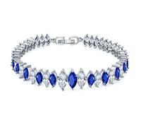 GGYTMQL Brazalete de encanto pulsera blanca para mujeres de circón azul damas de diseño de ellipse 17 cm