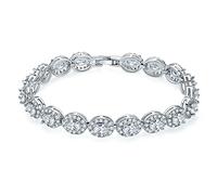 GGYTMQL Brazalete de encanto pulsera blanca para mujeres de circón blanco damas 17cm