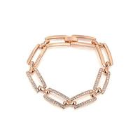 GGYTMQL Brazalete de encanto pulsera de rosa para mujeres hombres blancos cajilla de cristal austriaca cadena de arbandas de 18,6 cm de oro rosa
