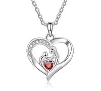 GGYTMQL Cabina del Collar del corazón, Cadena de Collar para Mujeres con Piedra de Nacimiento Rolo Collar