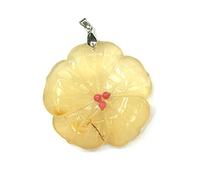 GGYTMQL Cachuelas de Piedra Forma de Planta Agata de Cristal Colgante para Joyas Que Hacen tamaño de 50 mm Git para niñas (Color de Metal: Jade Amarillo)
