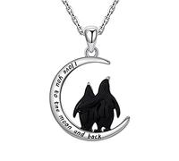 GGYTMQL Cadena con colgante de corazón de pingüino, plata de ley 925, esmalte negro, collar para mujer, joyería fina para el día de San Valentín, 45cm and 5cm