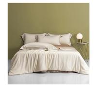 GGYTMQL Cama, 600 TC Reversible Crema de Crema marrón Cubierta nórdica con Lazos con Cremallera Camino de enfriamiento Suave Casas de Almohada de Almohada