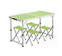 GGYTMQL Camping Fur Recreation Plegable Sabures con Mesa Ajustable de Altura Mesa de Picnic portátil Plegable con taburetes de Tela Oxford para Interiores al Aire Libre