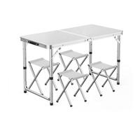GGYTMQL Camping Fur Recreation Plegable Sabures con Mesa Ajustable de Altura Mesa de Picnic portátil Plegable con taburetes de Tela Oxford para Interiores al Aire Libre