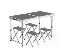 GGYTMQL Camping Fur Recreation Plegable Sabures con Mesa Ajustable de Altura Mesa de Picnic portátil Plegable con taburetes de Tela Oxford para Interiores al Aire Libre