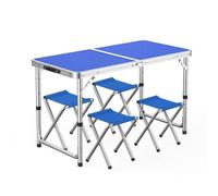 GGYTMQL Camping Fur Recreation Plegable Sabures con Mesa Ajustable de Altura Mesa de Picnic portátil Plegable con taburetes de Tela Oxford para Interiores al Aire Libre