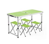 GGYTMQL Camping Fur Recreation Plegable Sabures con Mesa Ajustable de Altura Mesa de Picnic portátil Plegable con taburetes de Tela Oxford para Interiores al Aire Libre