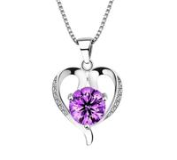 GGYTMQL Celina de Colgante en Forma de corazón para Mujeres Joyas 925 Piedras Preciosas Amatista Cadena de clavícula Regalo Femenino
