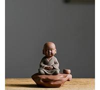 GGYTMQL China Púrpura Clay Monje Pequeño Estatua de Buda Zen Cerámica Cerámica Ceremonía Adorno de Buddha Decoración a Mano Artesanía