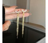GGYTMQL Cirón Pentagrama Tassel Pendientes Largos para Mujeres Pendientes Brillantes Joyas de Boda Regalos de cumpleaños
