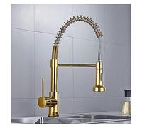 GGYTMQL Cocina grifo extraer pulverizador de homicultores monte mate mate grifo de mezcladora negro 360 grados fregadero giratorio de cocina de agua fría (negro y dorado)