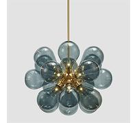 GGYTMQL Cocina lámpara de lámpara de Lujo Sala de Estar Loft decoración de Arte de Hierro de Hierro Interior Iluminado Vaso de Vidrio LED Decorativo (Azul)