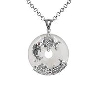 GGYTMQL Colgante de calcedonia Natural Puro 925 Joyas de Collar de Pescado de Plata