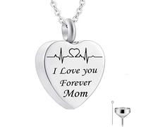 GGYTMQL Colgante de Cenizas del corazón, Cadenas de Collar de Acero Inoxidable te Amo para Siempre ... Colgante de relicario conmemorativo para Hombres Mujeres con Kit de Embudo y Bolsa