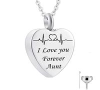 GGYTMQL Colgante de Cenizas del corazón, Cadenas de Collar de Acero Inoxidable te Amo para Siempre ... Colgante de relicario conmemorativo para Hombres Mujeres con Kit de Embudo y Bolsa