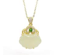 GGYTMQL Collar Colgante de Moissanite y Jade de Oro de 14k para Mujeres: Choker de Jade de Jade de Estilo Vintage, joyería de Jade para mamás y Amantes