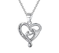 GGYTMQL Collar Colgante de Plata esterlina, Collar de Cadena Colgante de corazón, circonía cúbica, Doble, Collares de Joyas de rolo para Mujeres