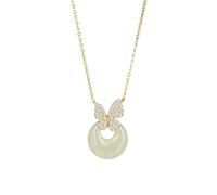GGYTMQL Collar Collar para Mujeres 925 Silver Jade Hetian Collar Collar de Mariposa Collar colendiente Elegante Joya