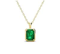 GGYTMQL Collar con colgante de esmeralda de plata S925 para mujer, joyería de 5 x 7 mm, collar de clavícula geométrica, A